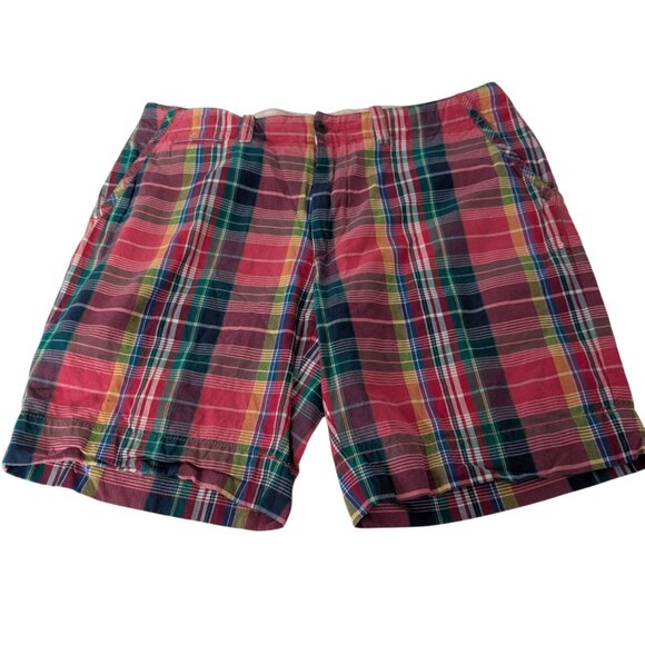 Polo Ralph Lauren Madras Plaid Shorts Mens Size 38 Colorful Cotton Flat Front - Picture 1 of 12
